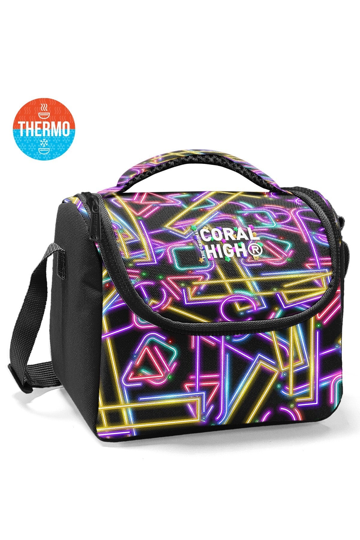 Coral High Kids Siyah Renkli Neon Desenli Thermo Beslenme Çantası 37148-1