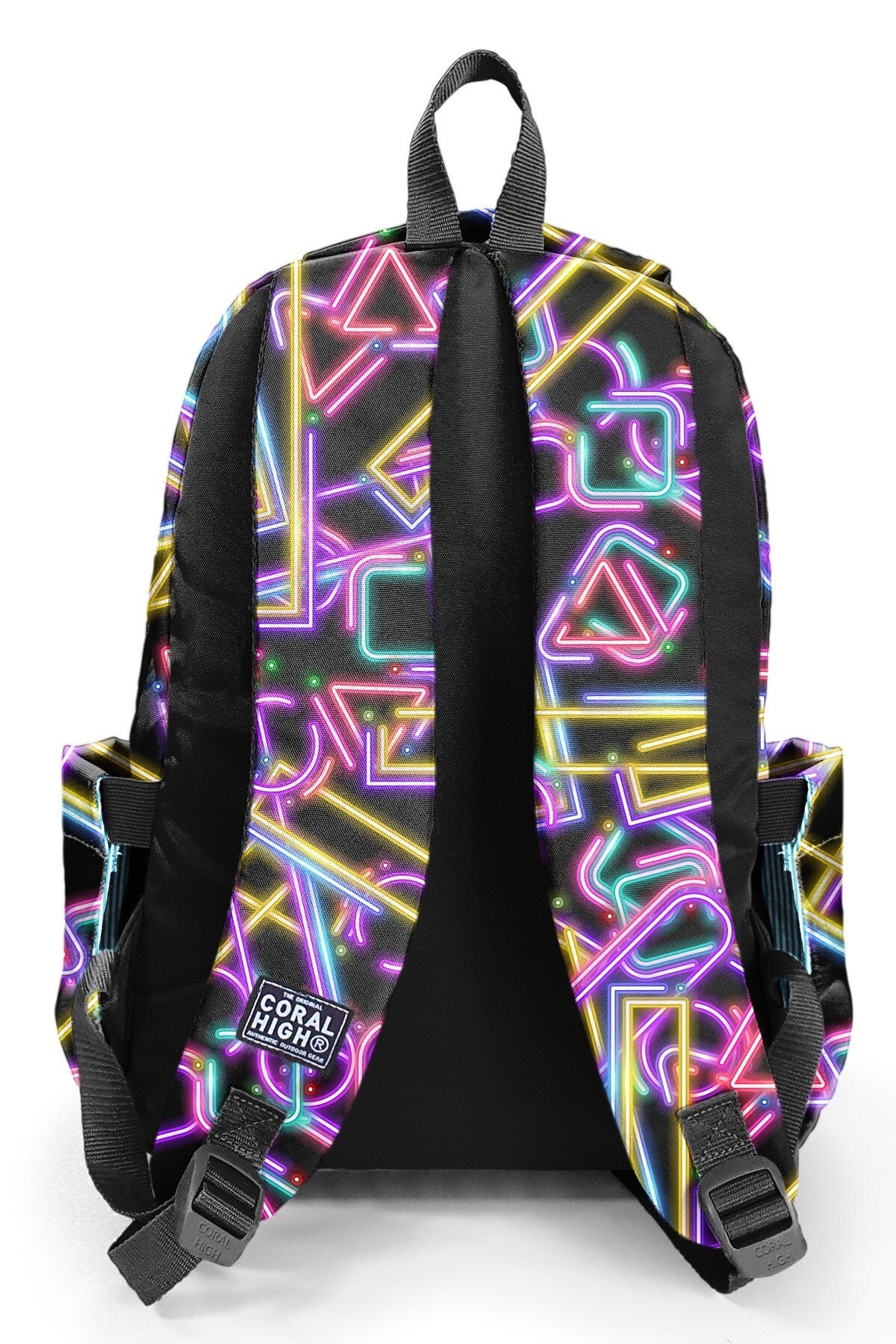 Coral High Kids Siyah Renkli Neon Desenli Üç Bölmeli Okul Sırt Çantası 33248-6