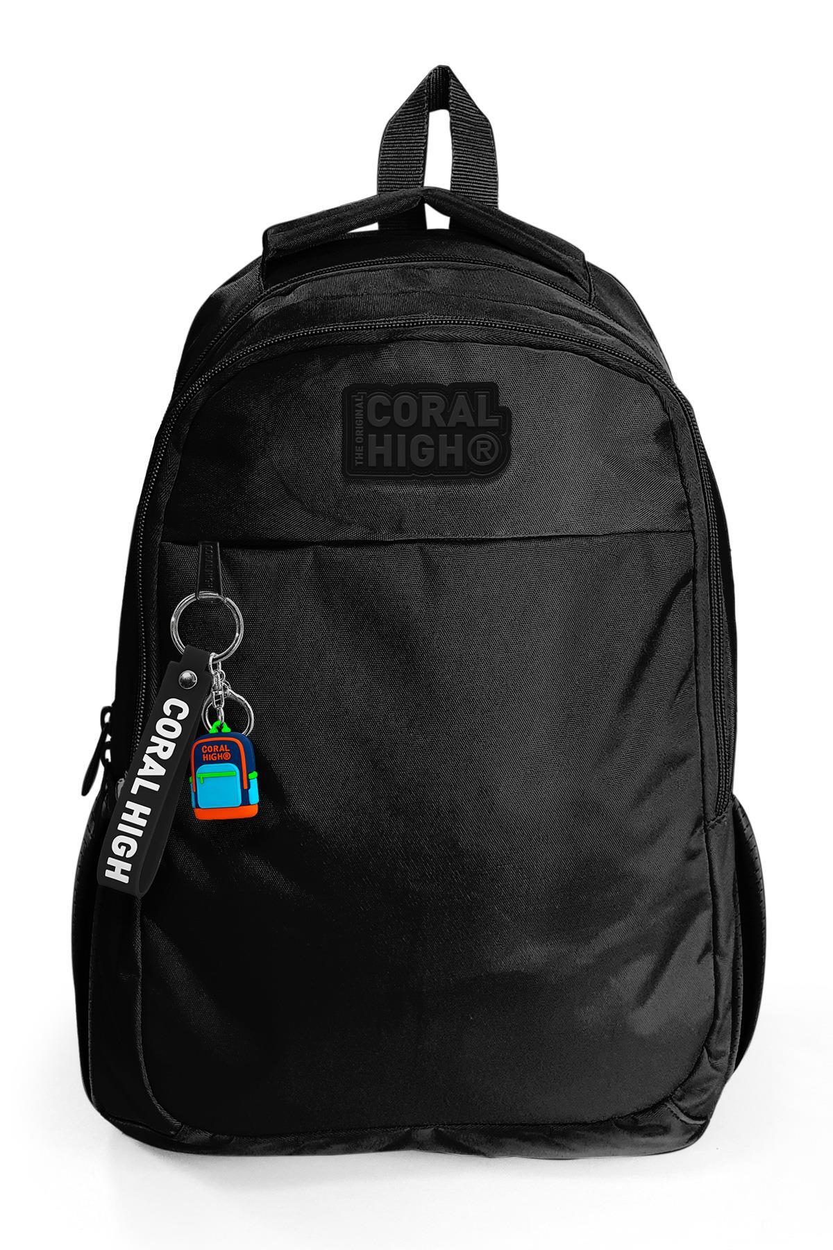 Coral High Kids Siyah Üç Bölmeli Okul Sırt Çantası 14398-7