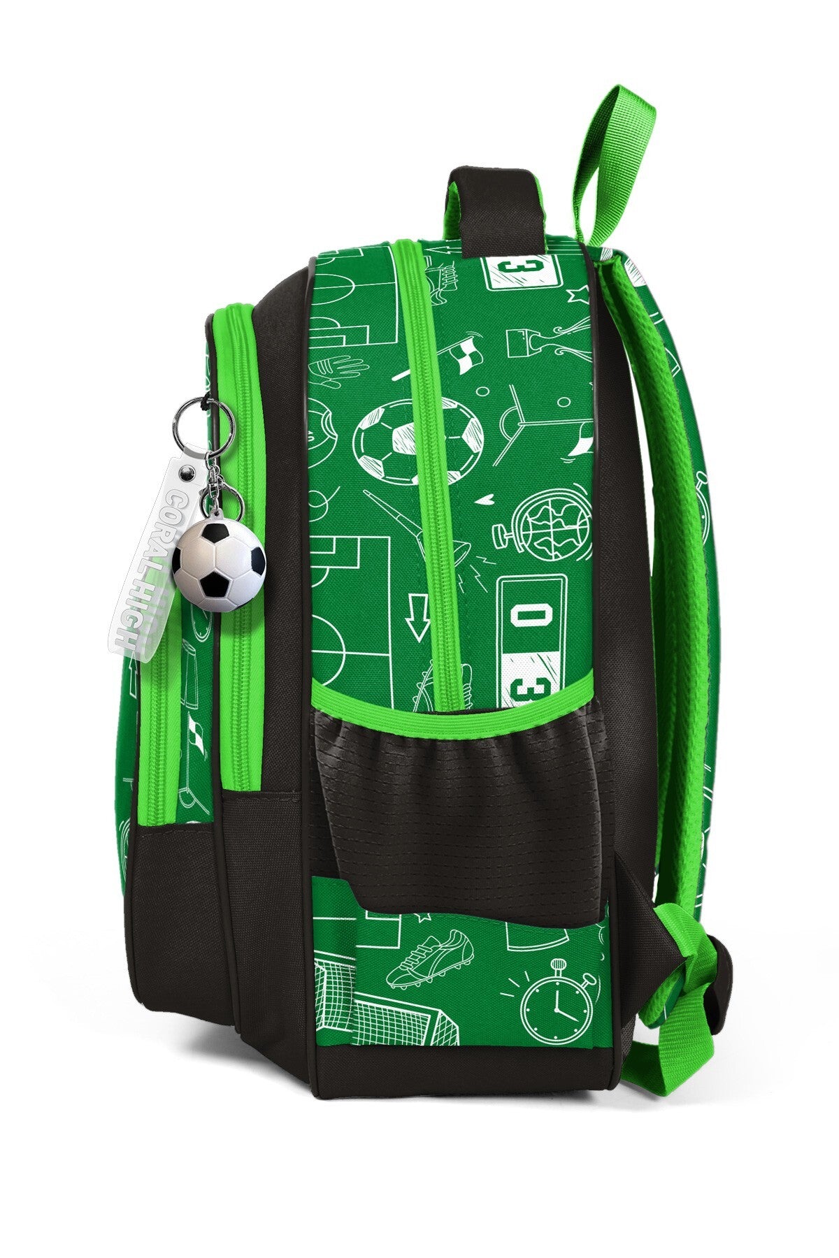 Coral High Kids Yeşil Futbol Desenli Üç Bölmeli Okul Sırt Çantası 33247-5