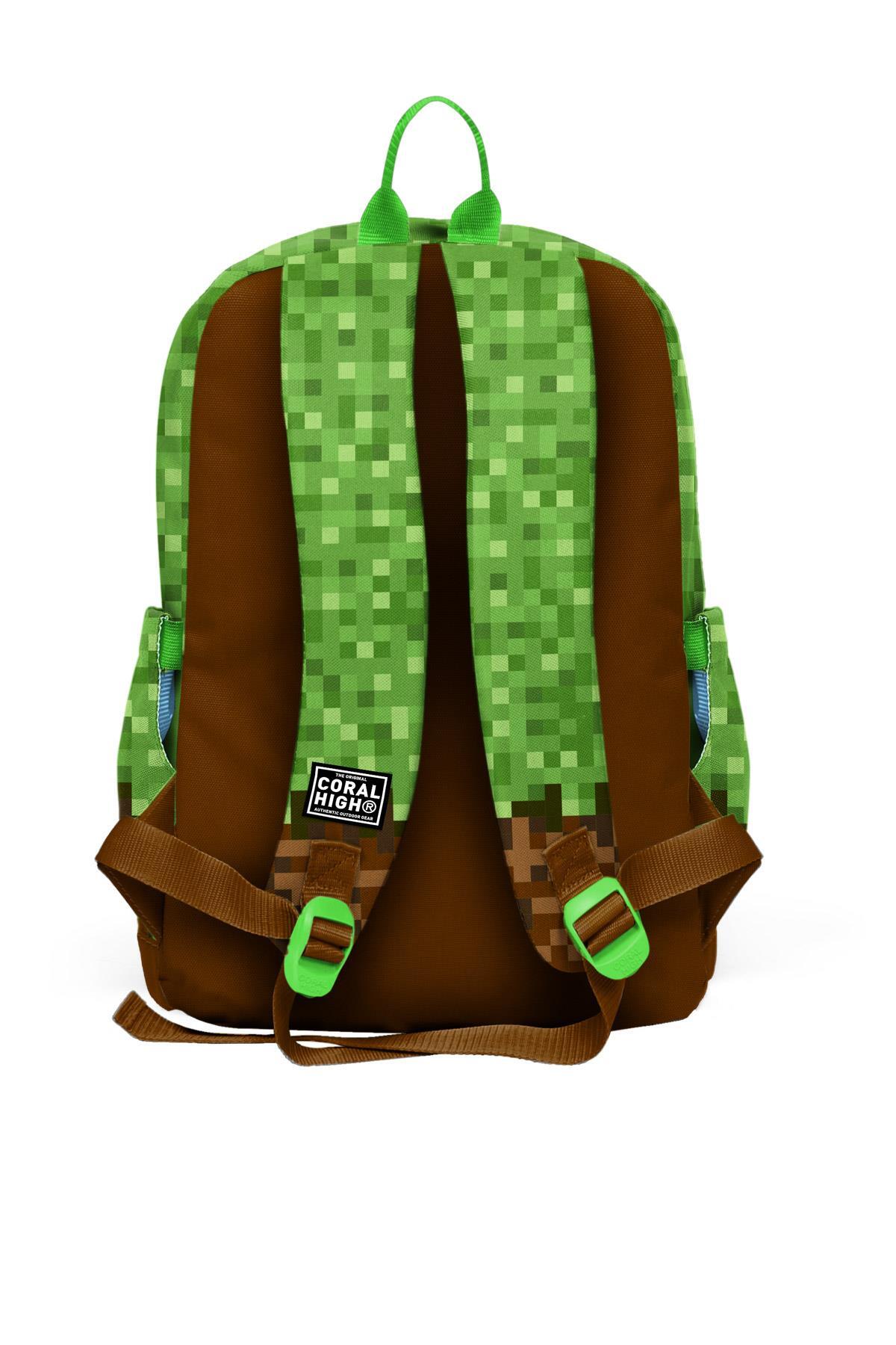 Coral High Kids Yeşil Kahverengi High Craft Desenli Dört Bölmeli Okul Sırt Çantası 23776-3