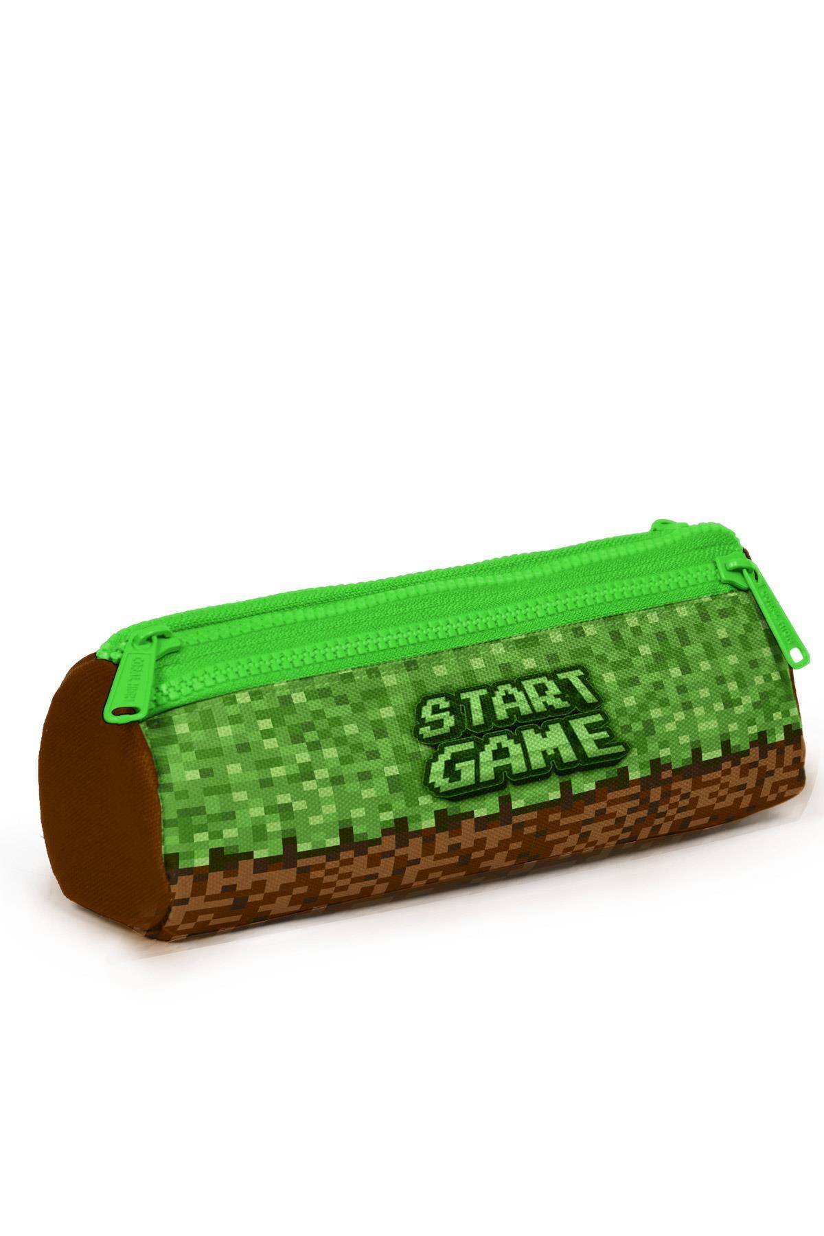 Coral High Kids Yeşil Kahverengi High Craft Desenli Üç Bölmeli Kalem Çantası 22092-3