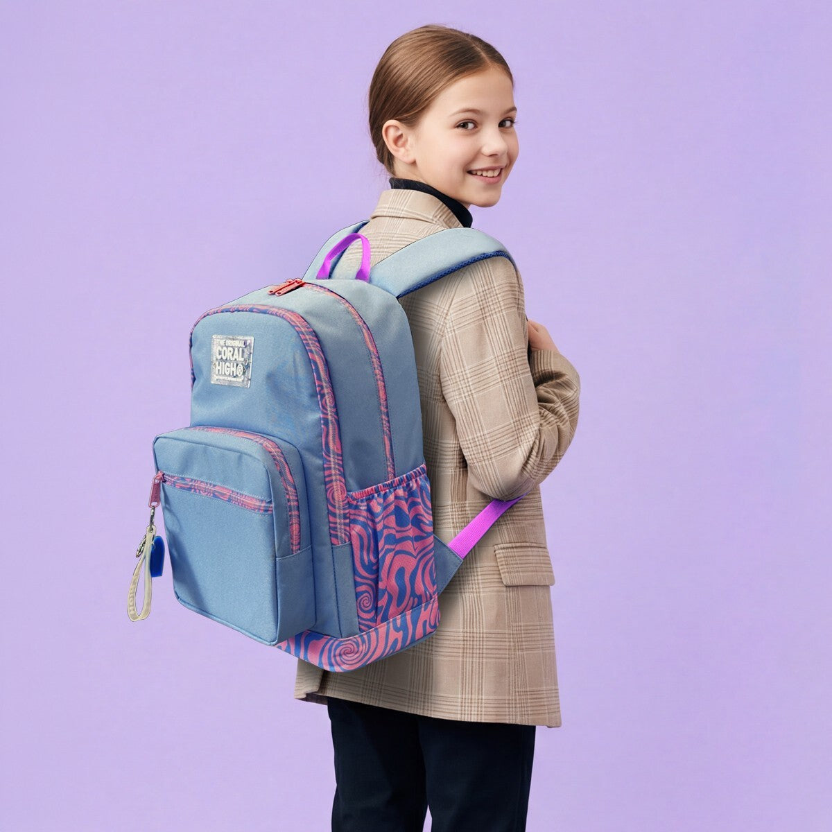Coral High Milka Geometrik Desenli Okul Sırt Çantası 33227-4
