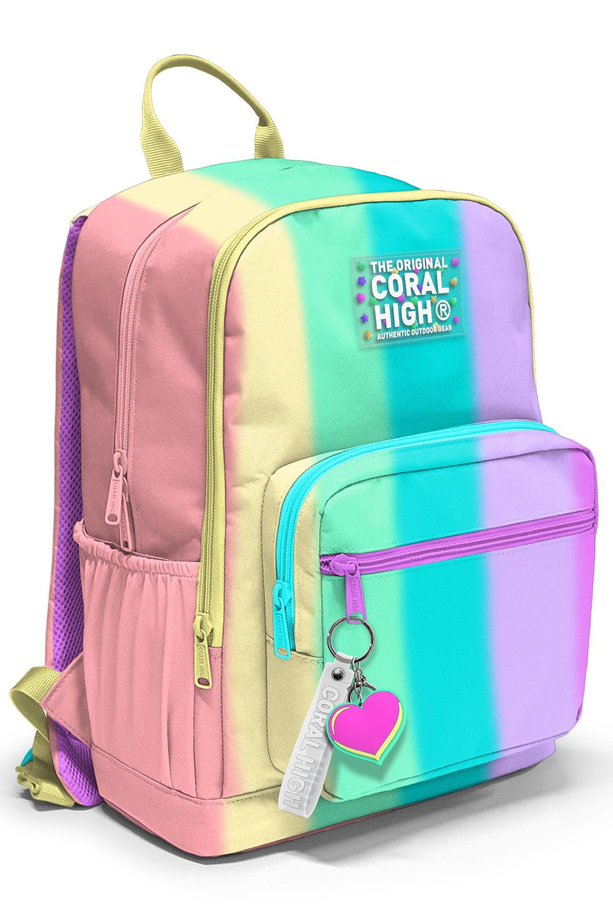 Coral High Renkli Çizgili Desenli Okul Sırt Çantası 23630-1