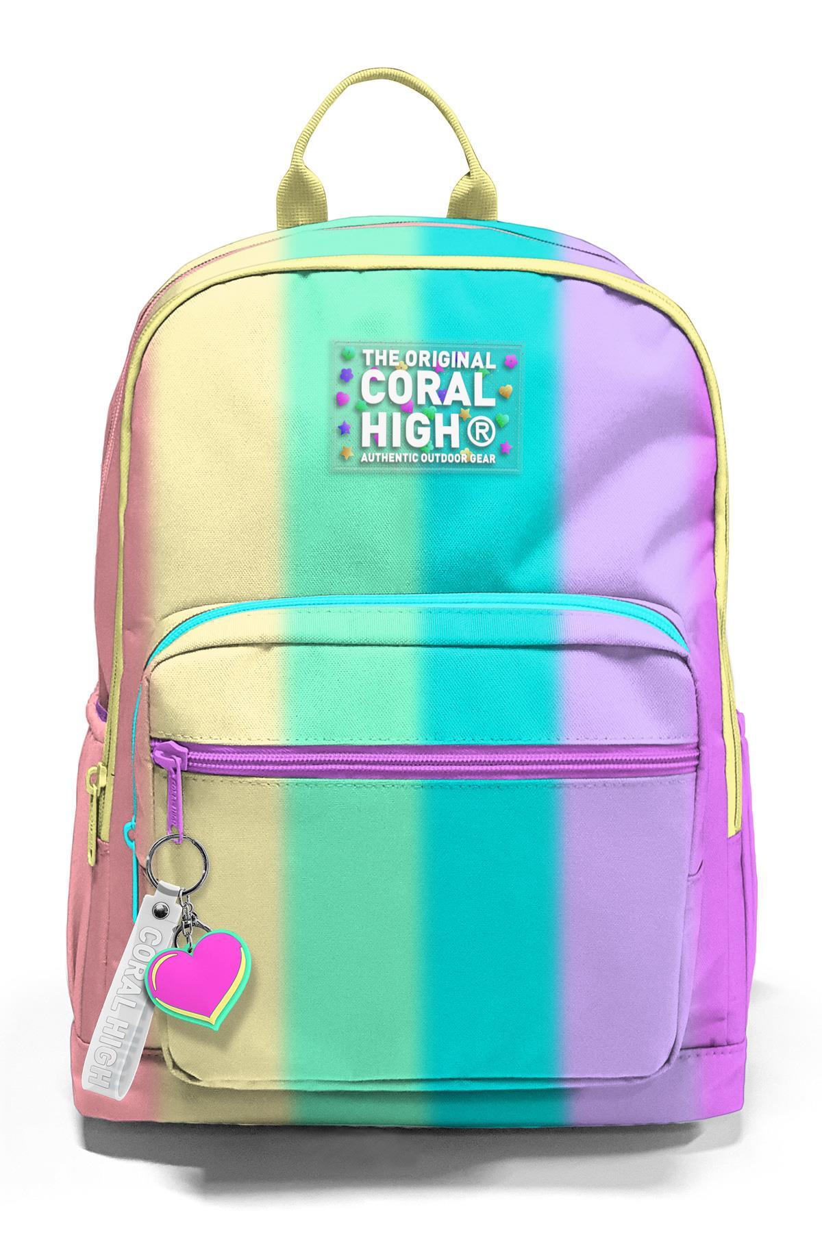 Coral High Renkli Çizgili Desenli Okul Sırt Çantası 23630-8