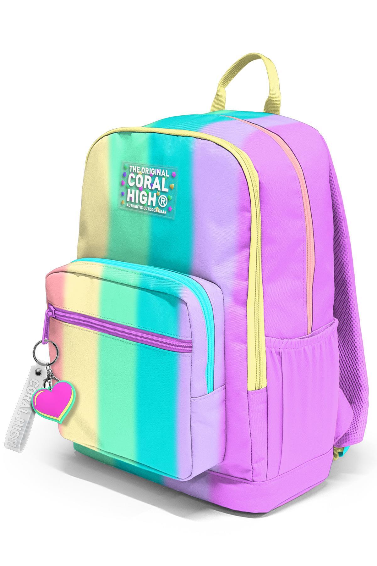 Coral High Renkli Çizgili Desenli Okul Sırt Çantası 23630-9