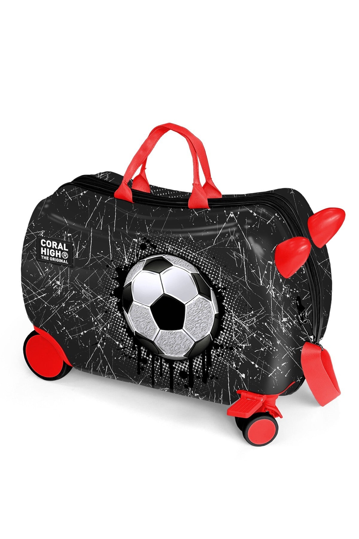 Coral High Siyah Kids Futbol Desenli Otur-Çek Çocuk Valizi 16369-1