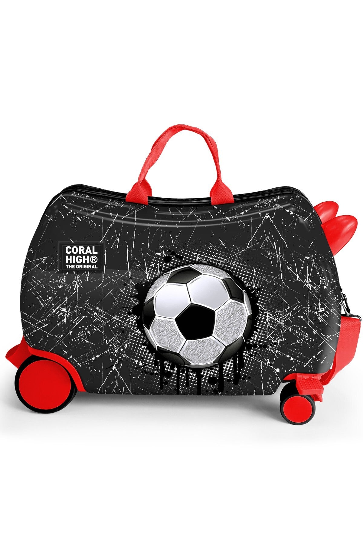 Coral High Siyah Kids Futbol Desenli Otur-Çek Çocuk Valizi 16369-2