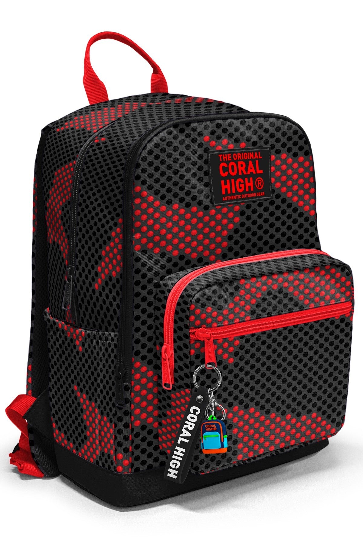 Coral High Siyah Kırmızı Desenli Okul Sırt Çantası 33233-1