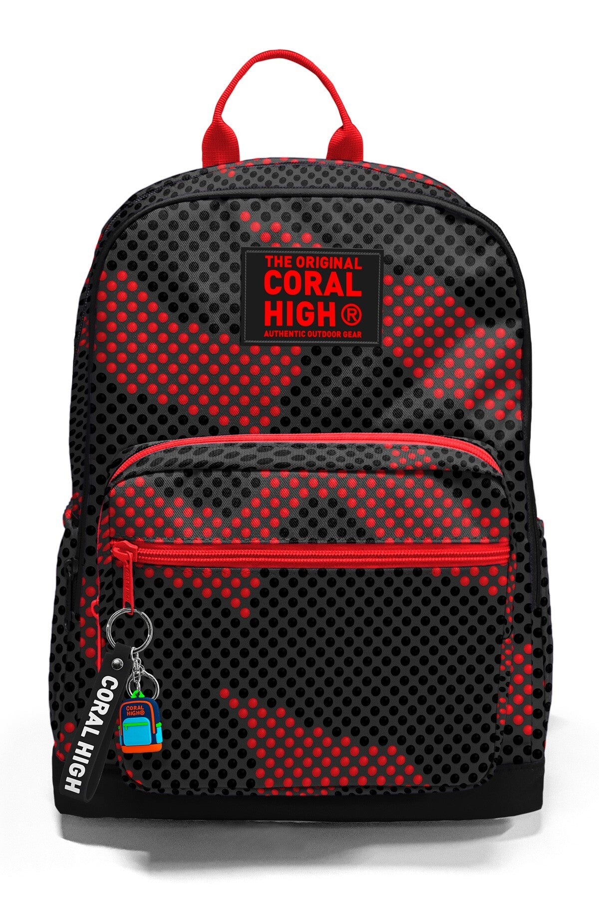 Coral High Siyah Kırmızı Desenli Okul Sırt Çantası 33233-6