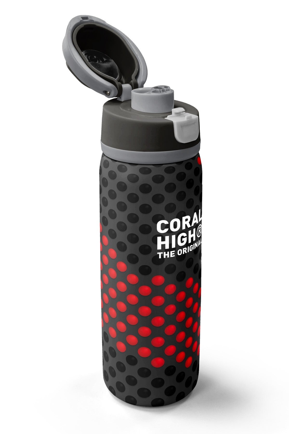 Coral High Siyah Kırmızı Desenli Pipetli ve Direkt İçim Çelik Termos 800 ml 38511-3