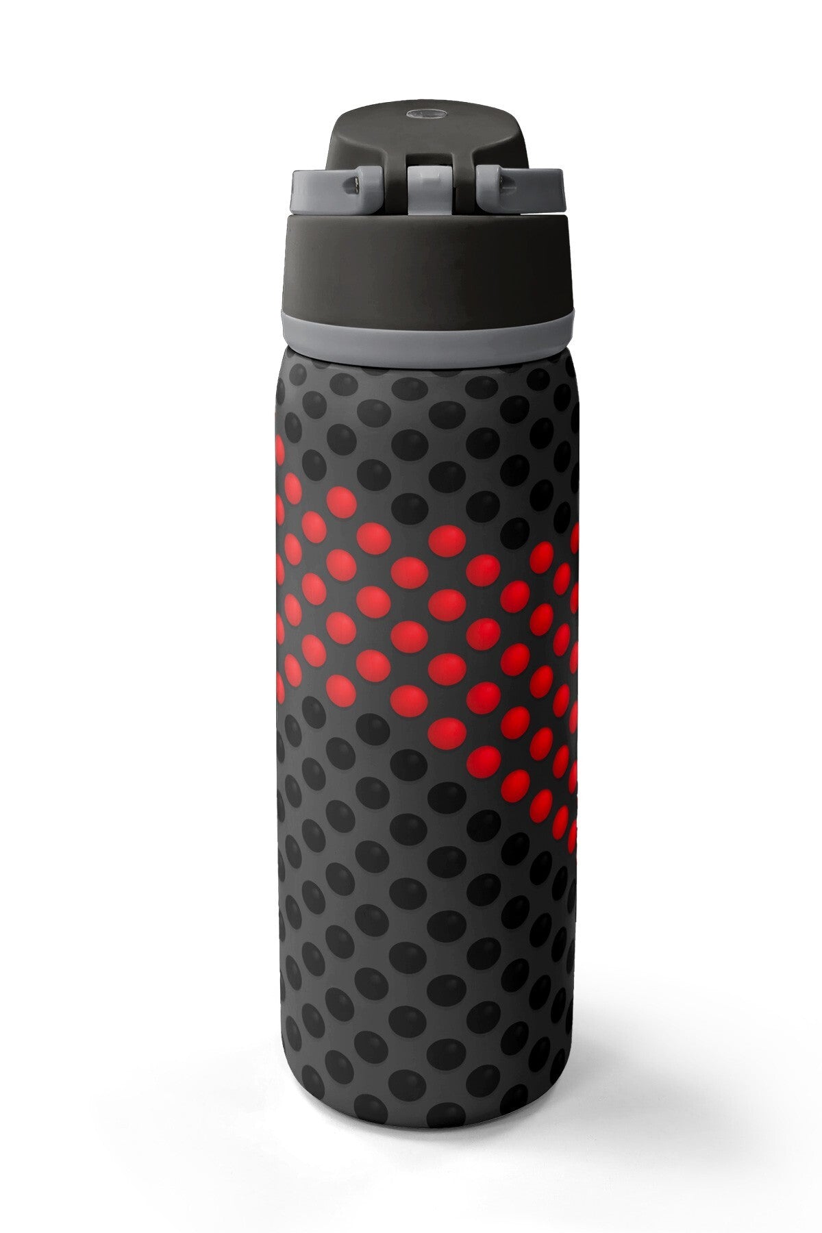 Coral High Siyah Kırmızı Desenli Pipetli ve Direkt İçim Çelik Termos 800 ml 38511-6