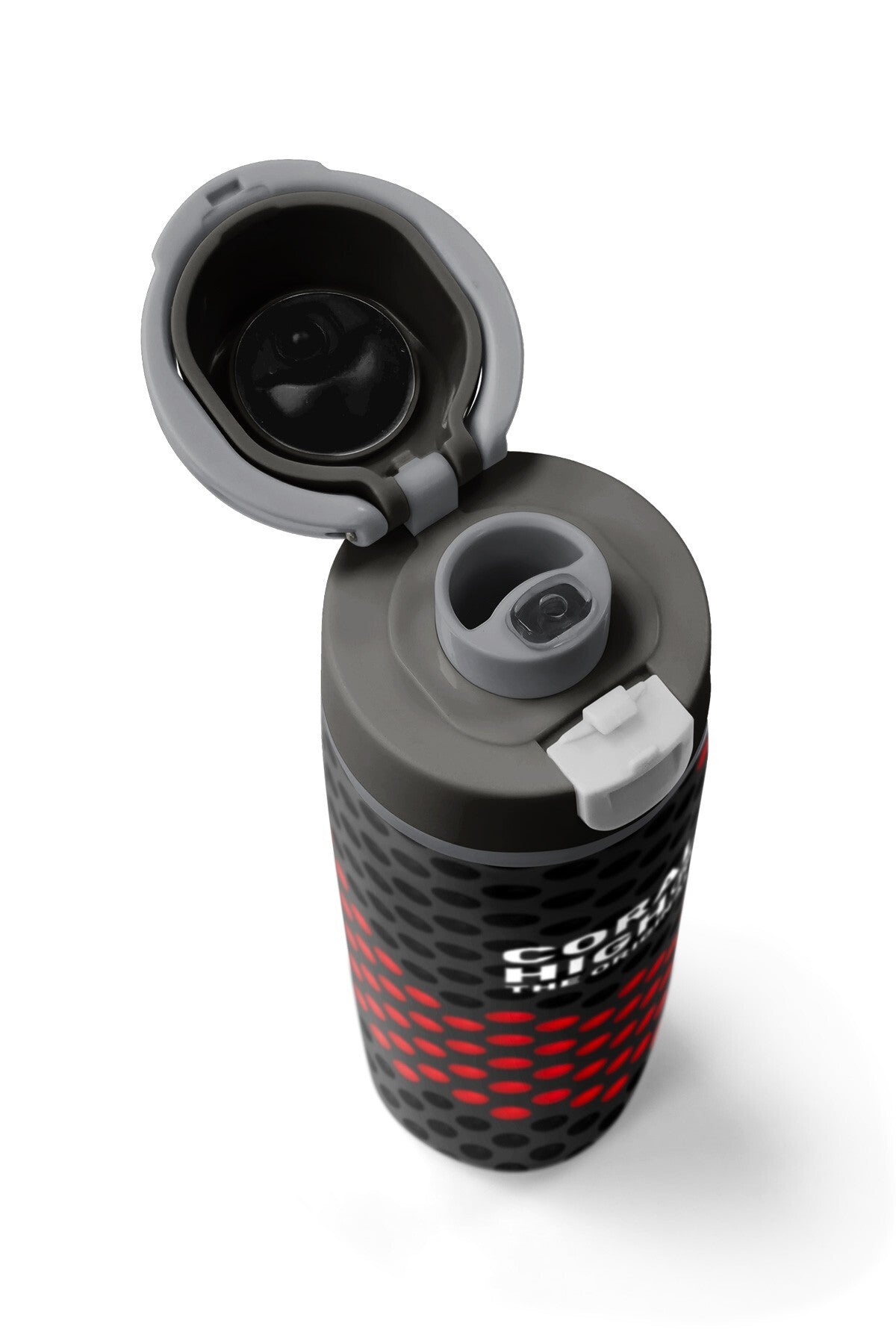 Coral High Siyah Kırmızı Desenli Pipetli ve Direkt İçim Çelik Termos 800 ml 38511-7