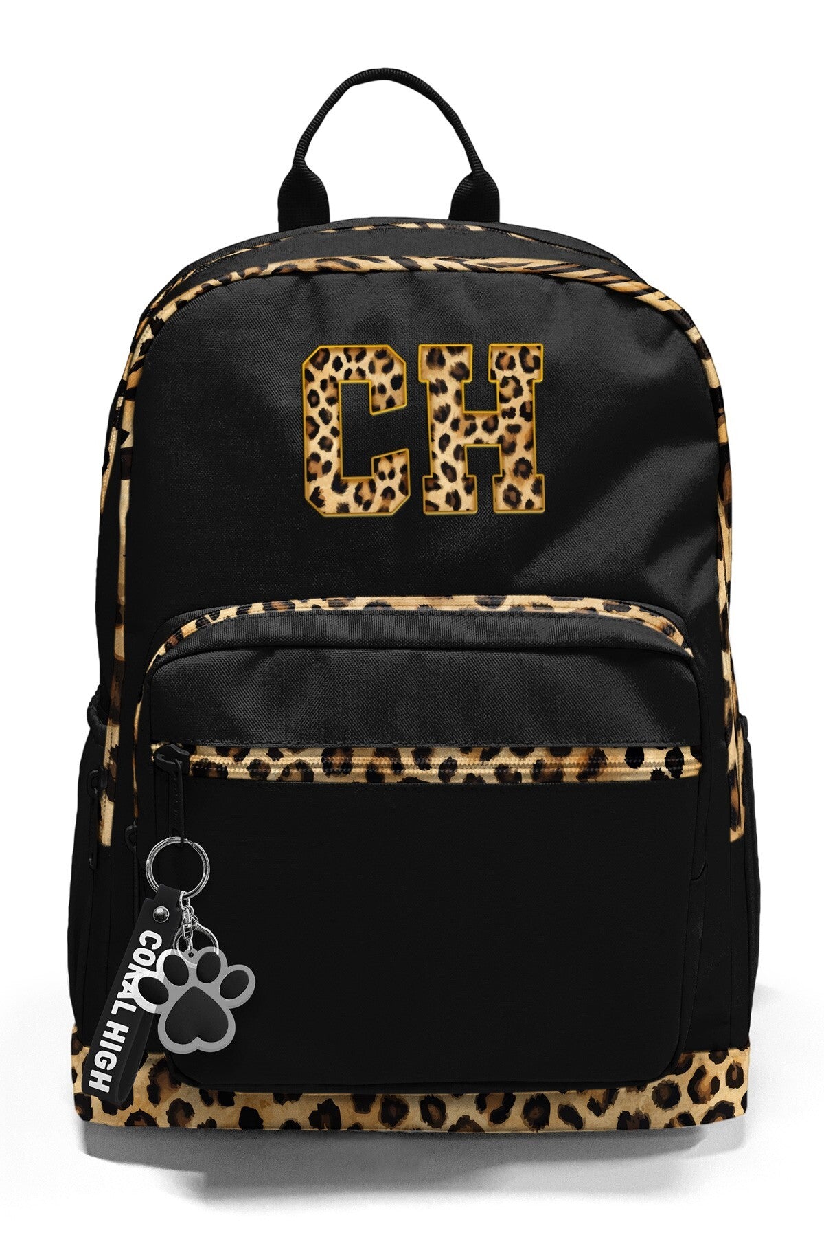 Coral High Siyah Leopar CH Harf Desenli Okul Sırt Çantası 33228-6