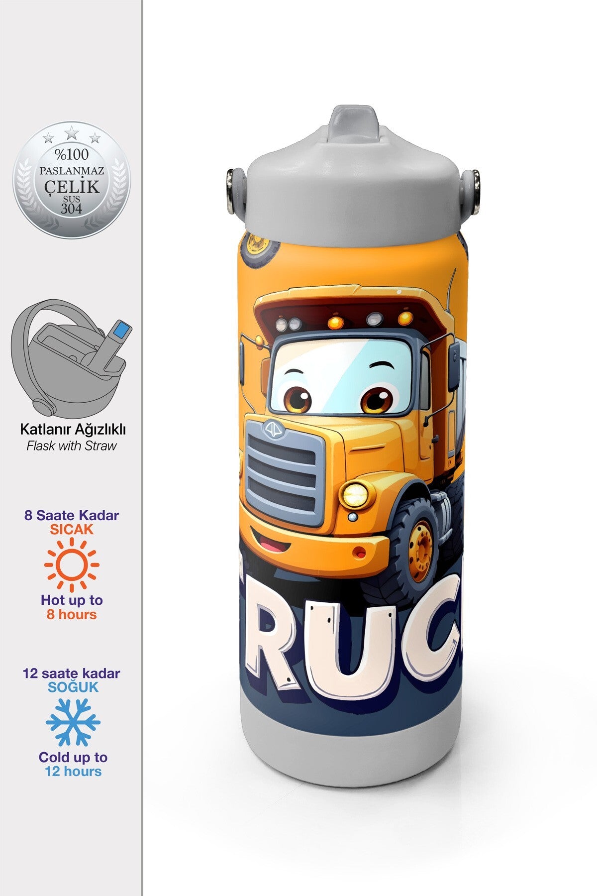 Coral High Truck Desenli Katlanır Ağızlıklı Çelik Termos 650 ml 38343-1