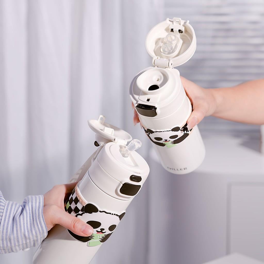Diller 480 Ml Çelik Matara Çift Kapaklı Sevimli Panda D9240