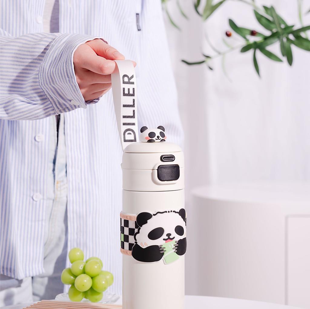 Diller 480 Ml Çelik Matara Çift Kapaklı Sevimli Panda D9240-4