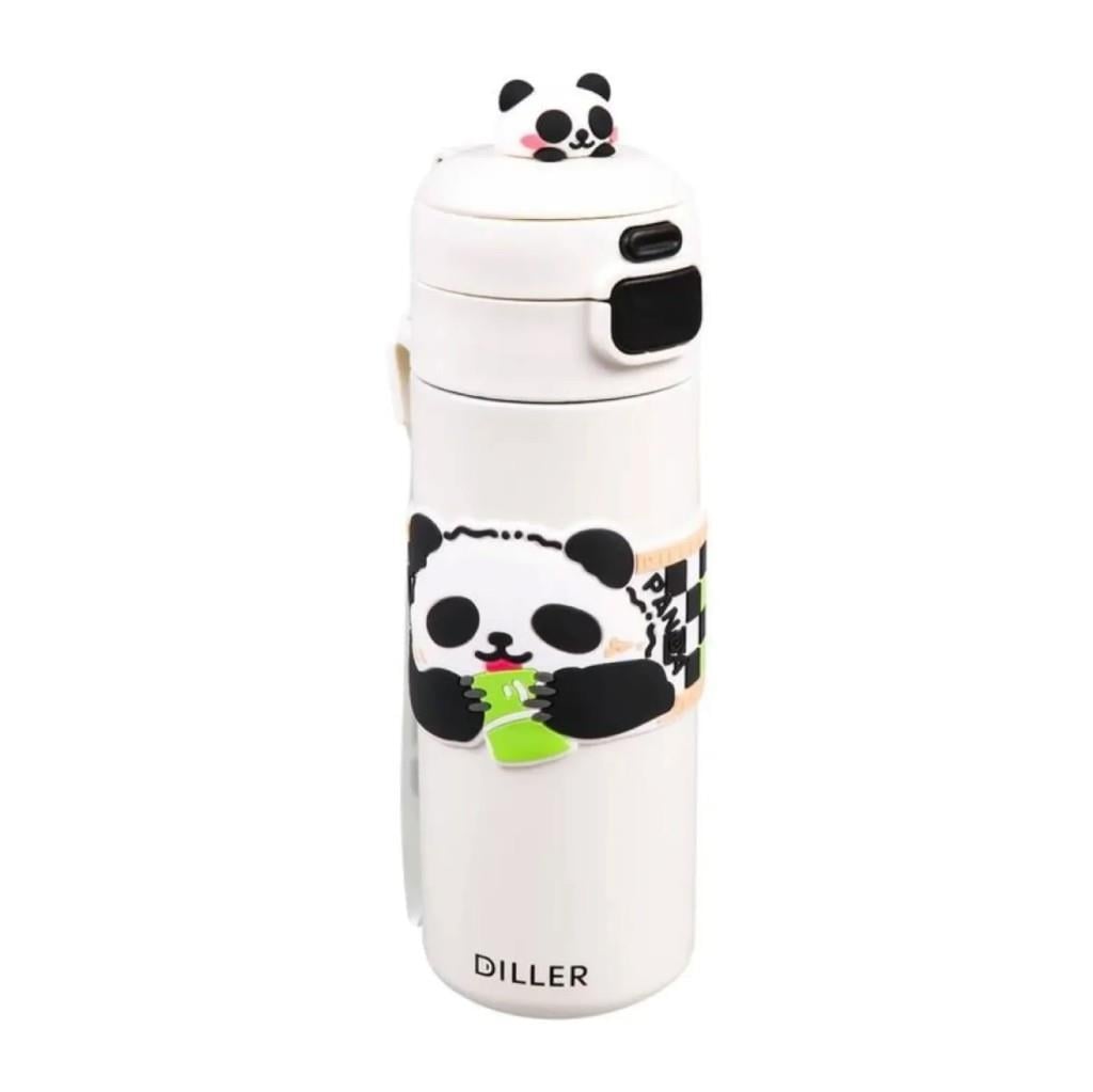 Diller 480 Ml Çelik Matara Çift Kapaklı Sevimli Panda D9240-2