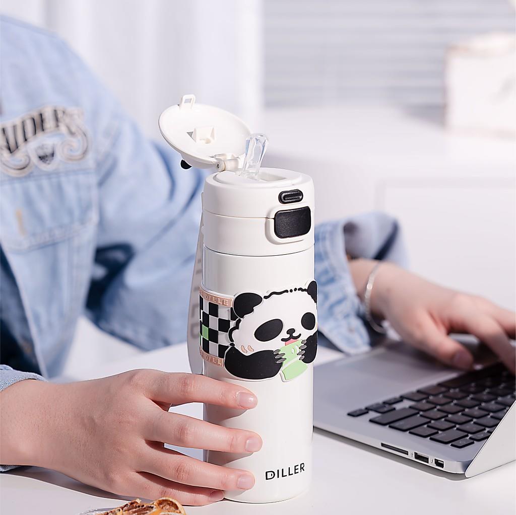 Diller 480 Ml Çelik Matara Çift Kapaklı Sevimli Panda D9240-5