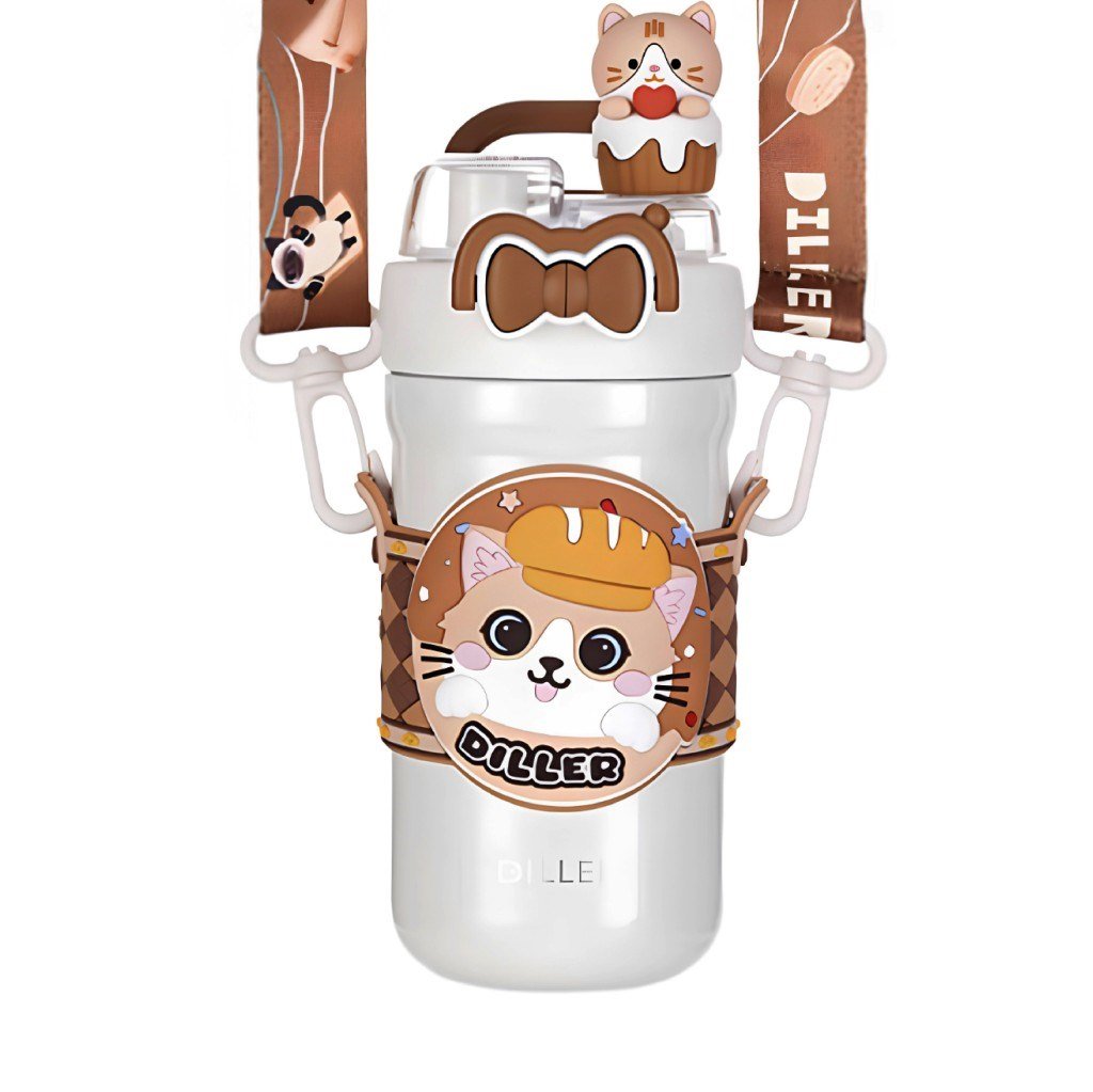 Diller 9391 Kedi Figür Paslanmaz Çelik Desenli Termos 490 ML