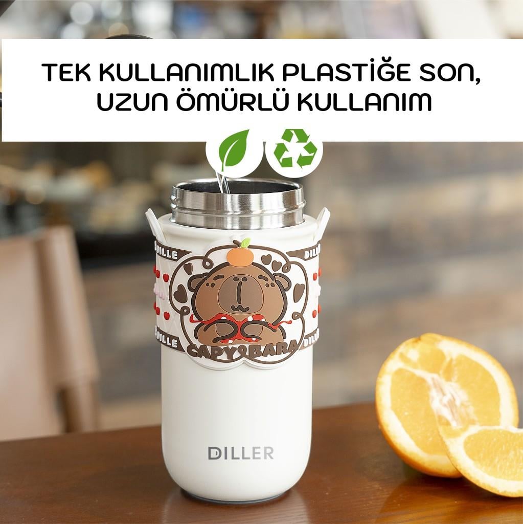 Diller Capy Bara Çift Kapak Askılı Çelik Termos 520 ML D9285-6