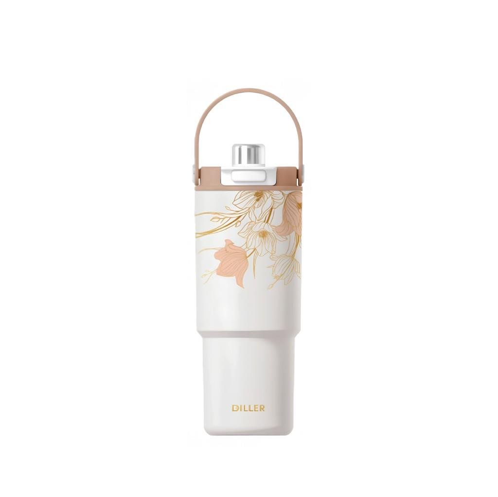 Dıller Paslanmaz Çelik Desenli Termos 900ml Gold D9505