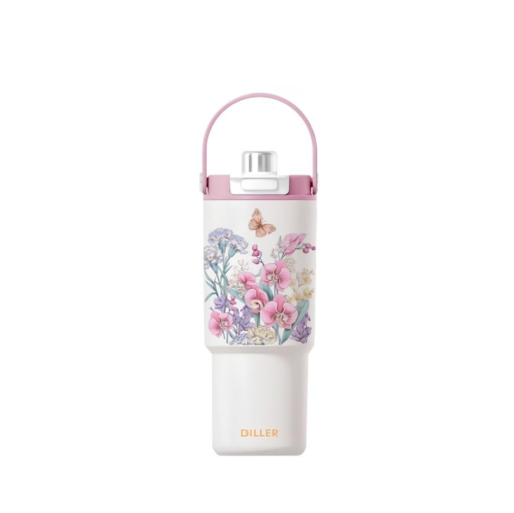 Dıller Paslanmaz Çelik Desenli Termos 900ml Mor D9505