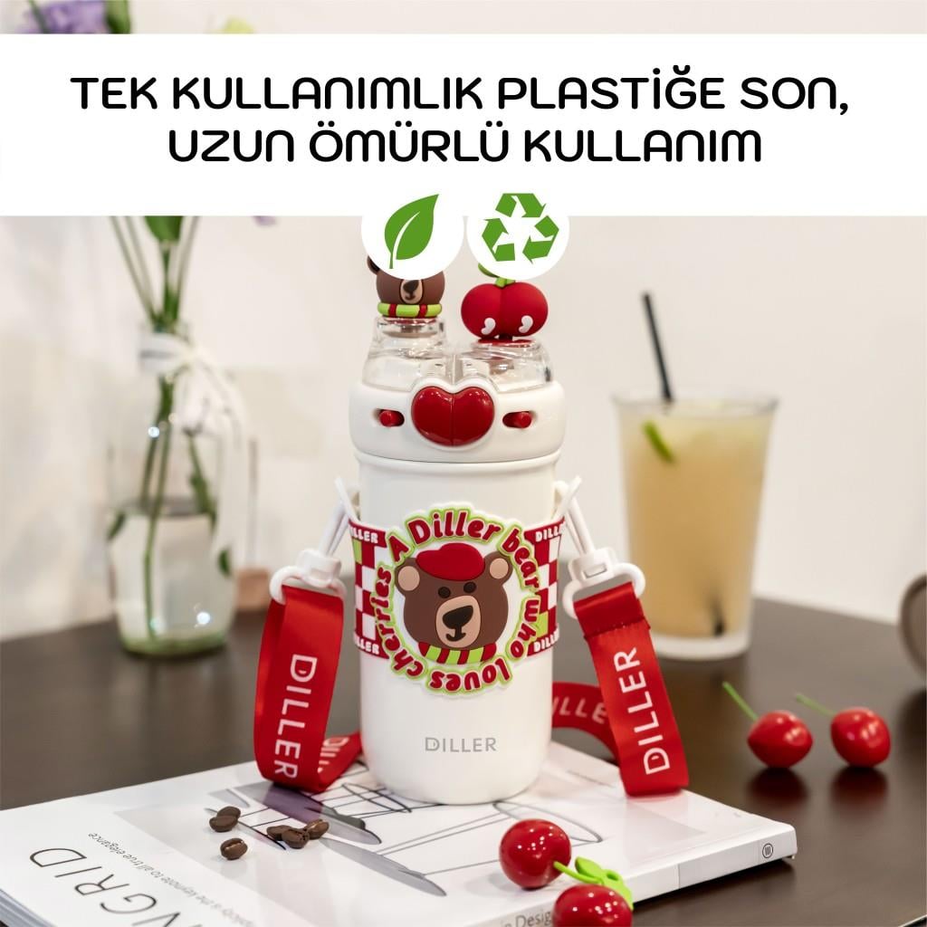Diller Paslanmaz Çelik Termos 520 Ml Kiraz D9235-1