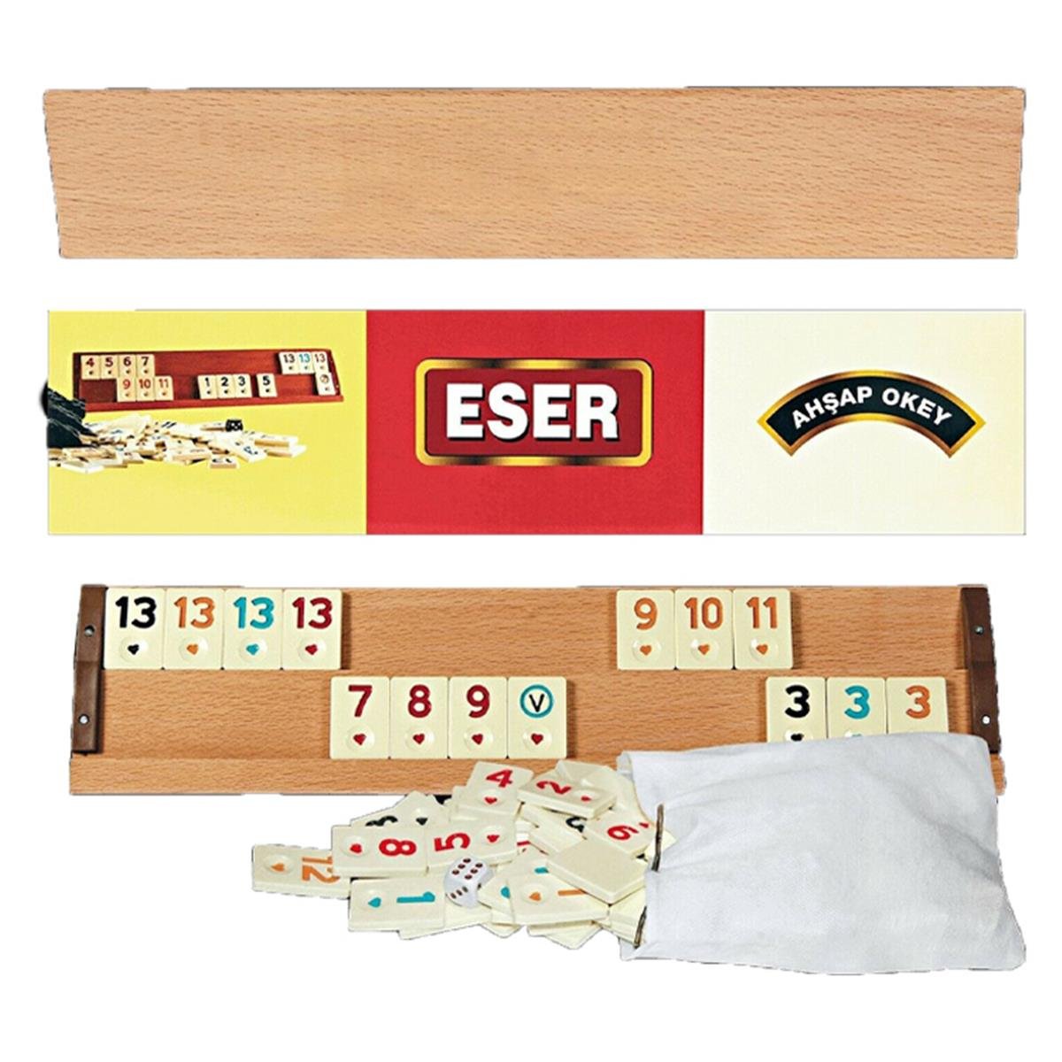 Eser Ağaç Okey Takımı Büyük Boy Sedef Oyun Aletleri