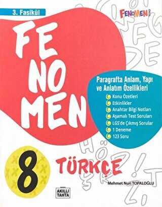 Fenomen Kitap 8. Sınıf Türkçe 3. Fasikül Paragrafta Anlam Yapı ve Anlatım Özellikleri-1
