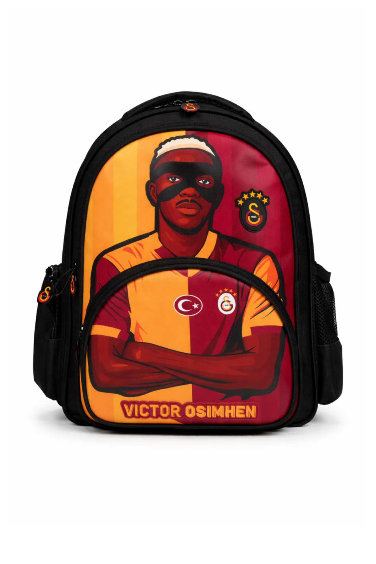 Galatasaray Victor Osimhen Figürlü 3 Bölmeli Okul Çantası - Su İtici Kumaşlı Sırt Çantası