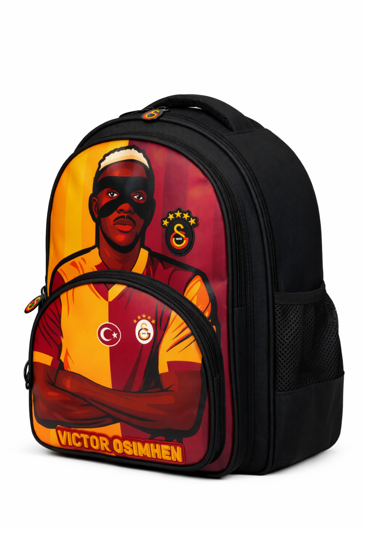 Galatasaray Victor Osimhen Figürlü 3 Bölmeli Okul Çantası - Su İtici Kumaşlı Sırt Çantası-3