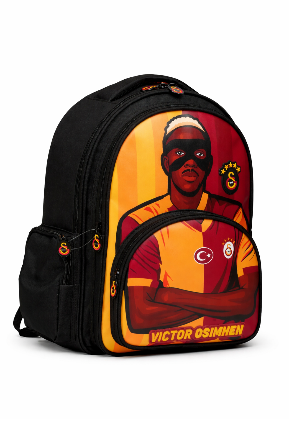 Galatasaray Victor Osimhen Figürlü 3 Bölmeli Okul Çantası - Su İtici Kumaşlı Sırt Çantası-4