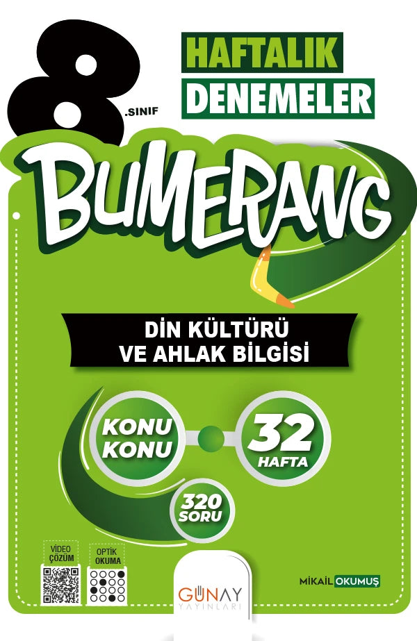 Günay Yayınları 8. Sınıf Din Kültürü ve Ahlak Bilgisi Bumerang Konu Konu Haftalık Denemeler