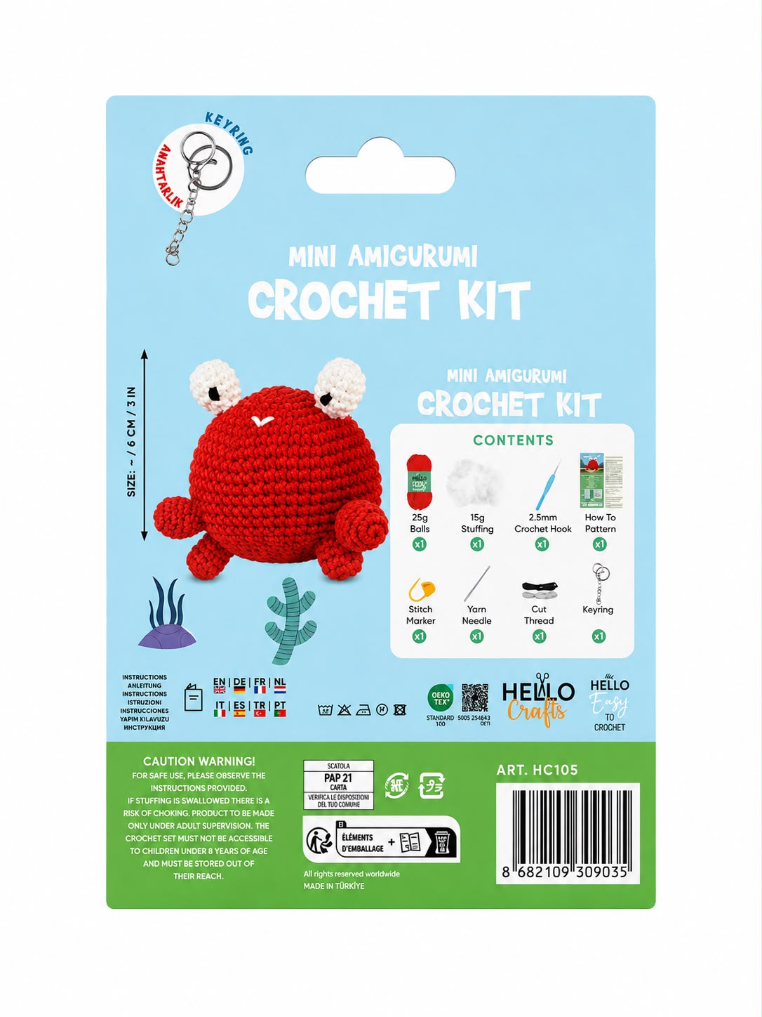H.CRAFTS TIĞ İŞİ MİNİ AMİGURUMİ KİTİ-CRABBY-2