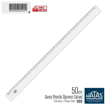 Hatas Ekonomik Plastik Öğrenci Cetveli 50 Cm