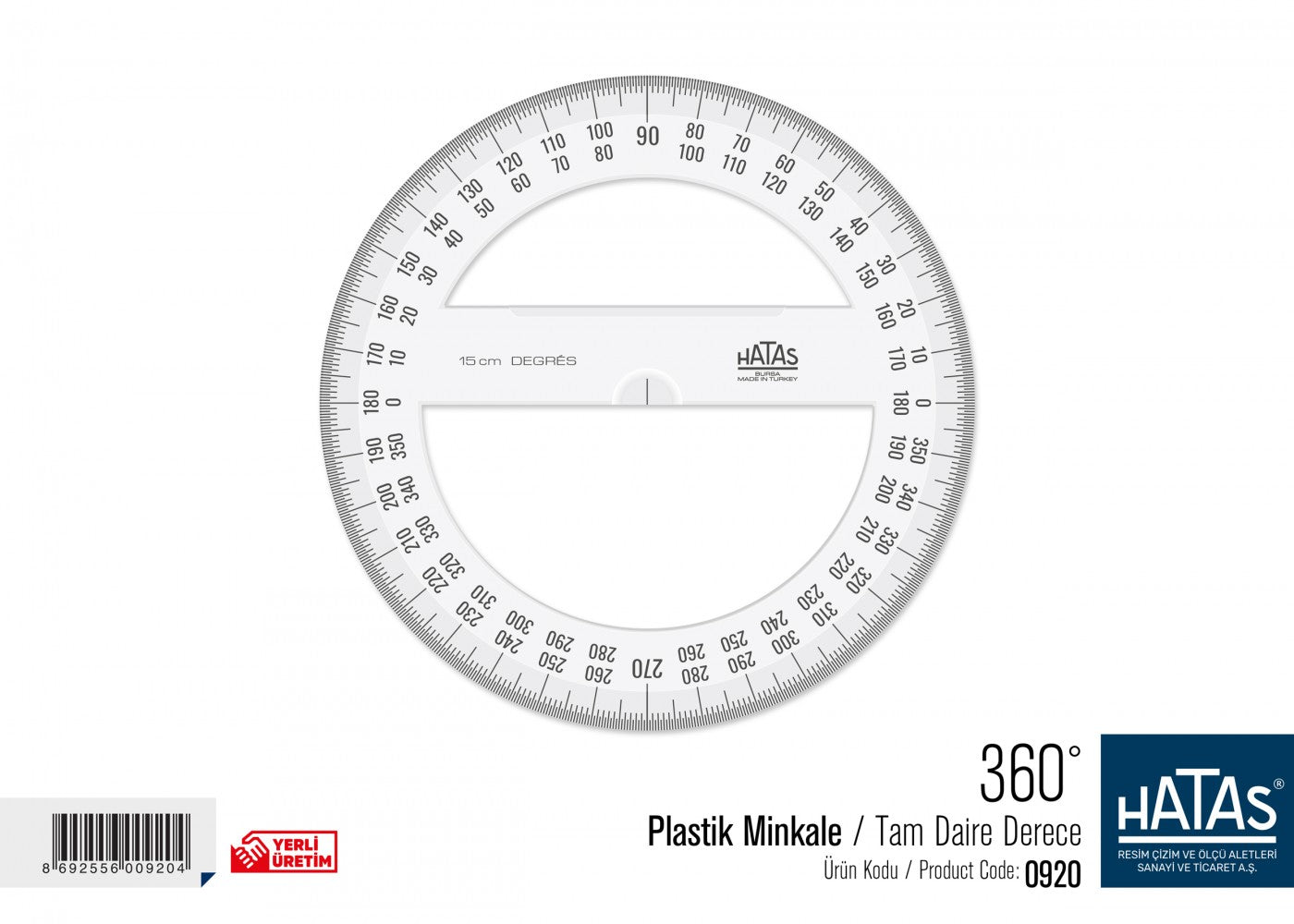 Hatas Minkale Plastik 360 Derece 15 CM 0920-1