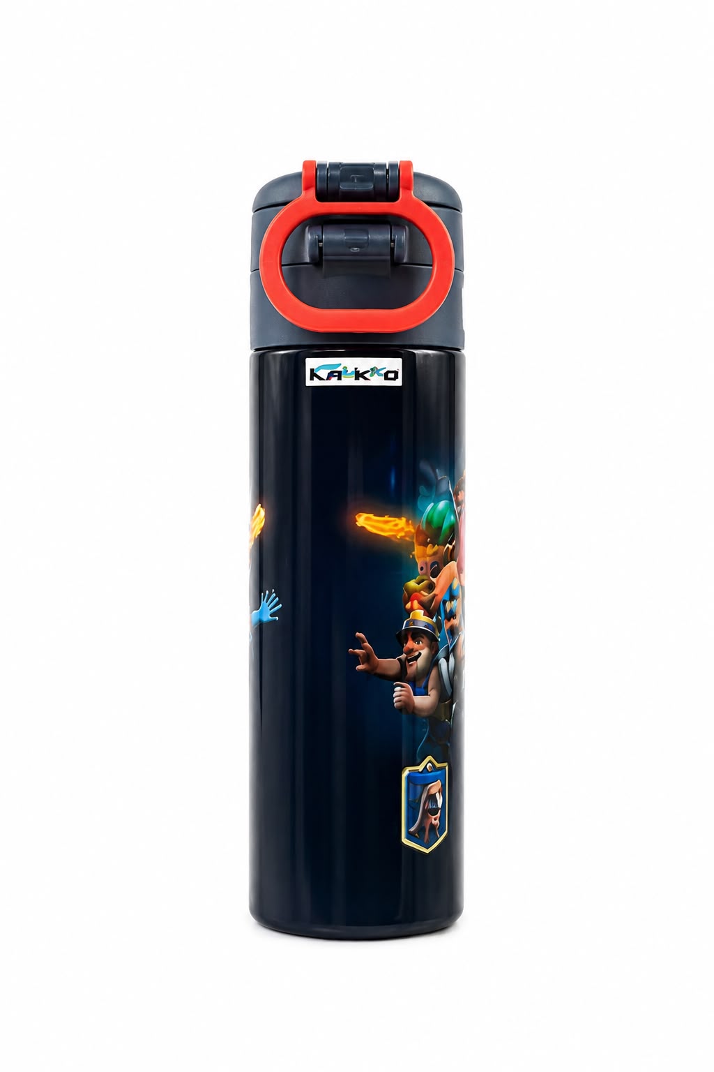 Kaukko Kids 520 ml Boom Baskılı Lacivert Erkek Çocuk Çelik Termos Matara (Çift İçim Kilitli Kapak) - L5422-1