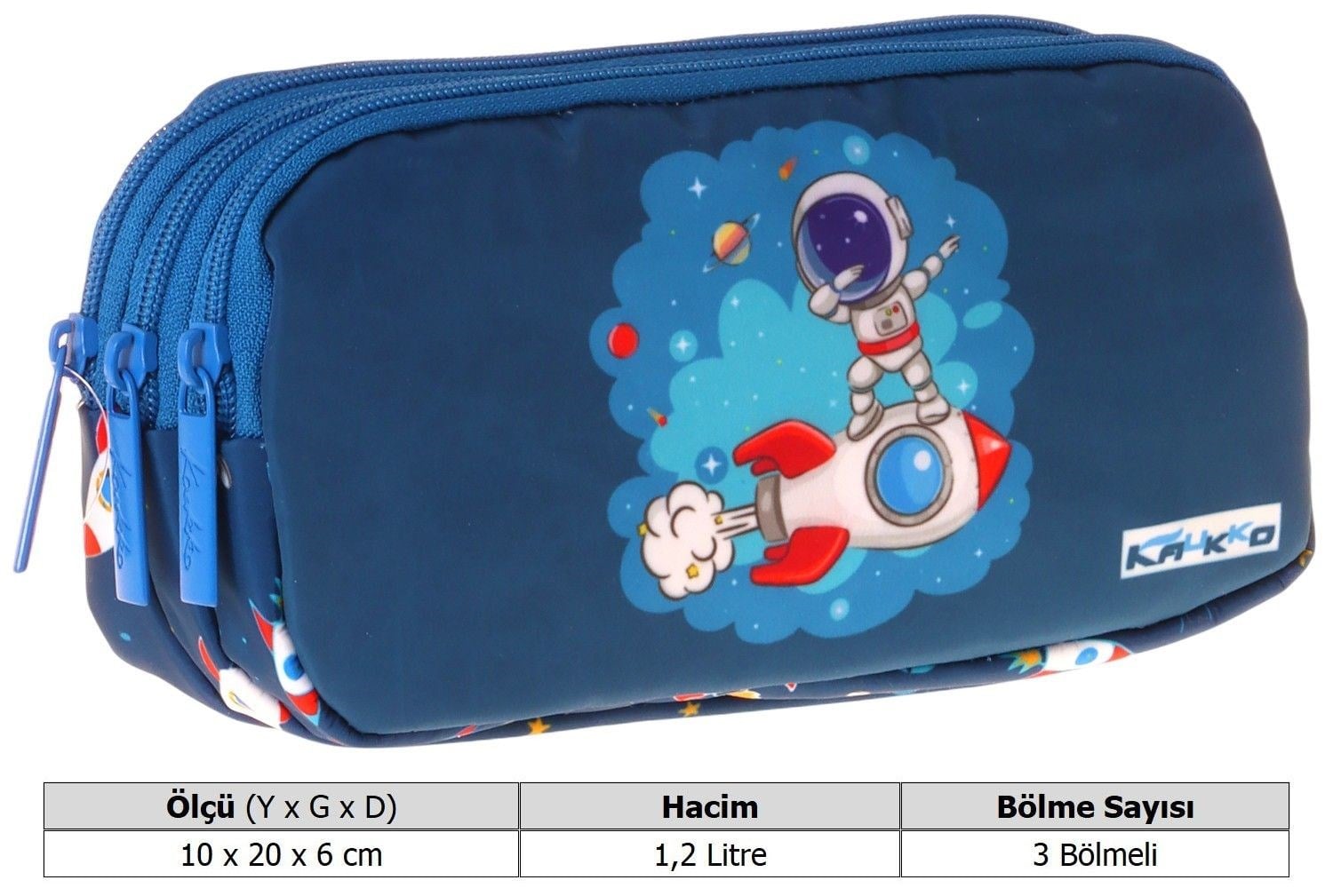 Kaukko Kids Astronot Baskılı Lacivert Erkek Çocuk Okul Kalemliği Kalem Çantası - L5366-3