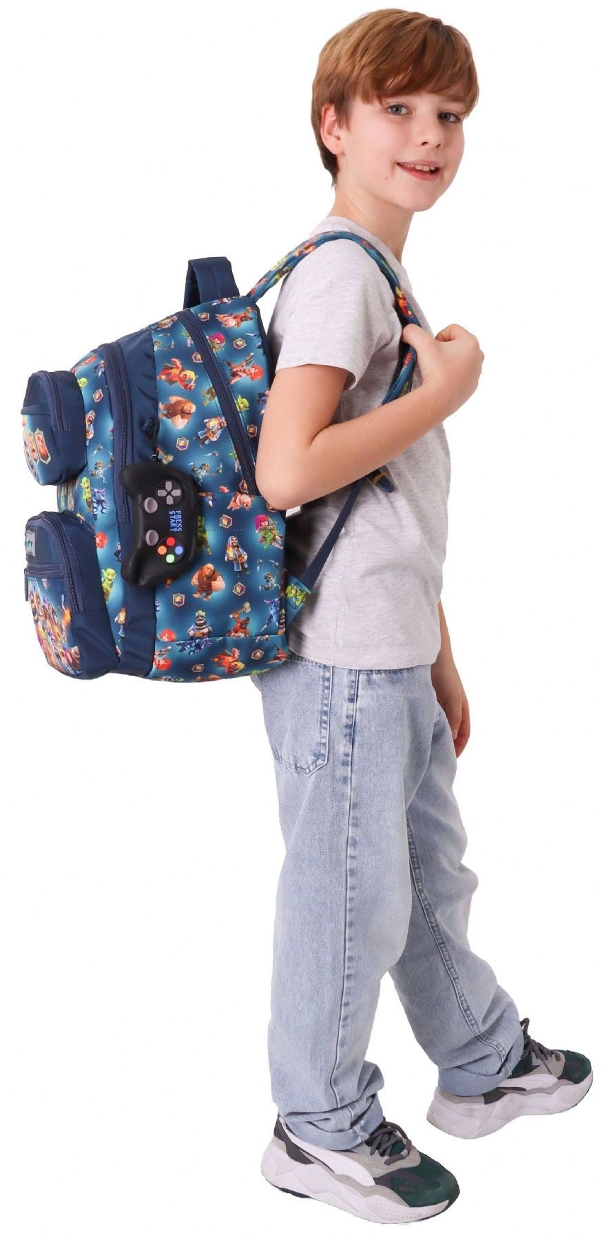 Kaukko Kids Beş Bölmeli Erkek Çocuk Boom Baskılı Lacivert İlkokul Okul Sırt Çantası - L5419-2