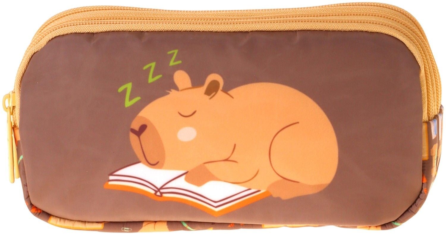 Kaukko Kids Clever Baskılı Kahverengi Erkek Çocuk Okul Kalemliği Kalem Çantası - L5386-1