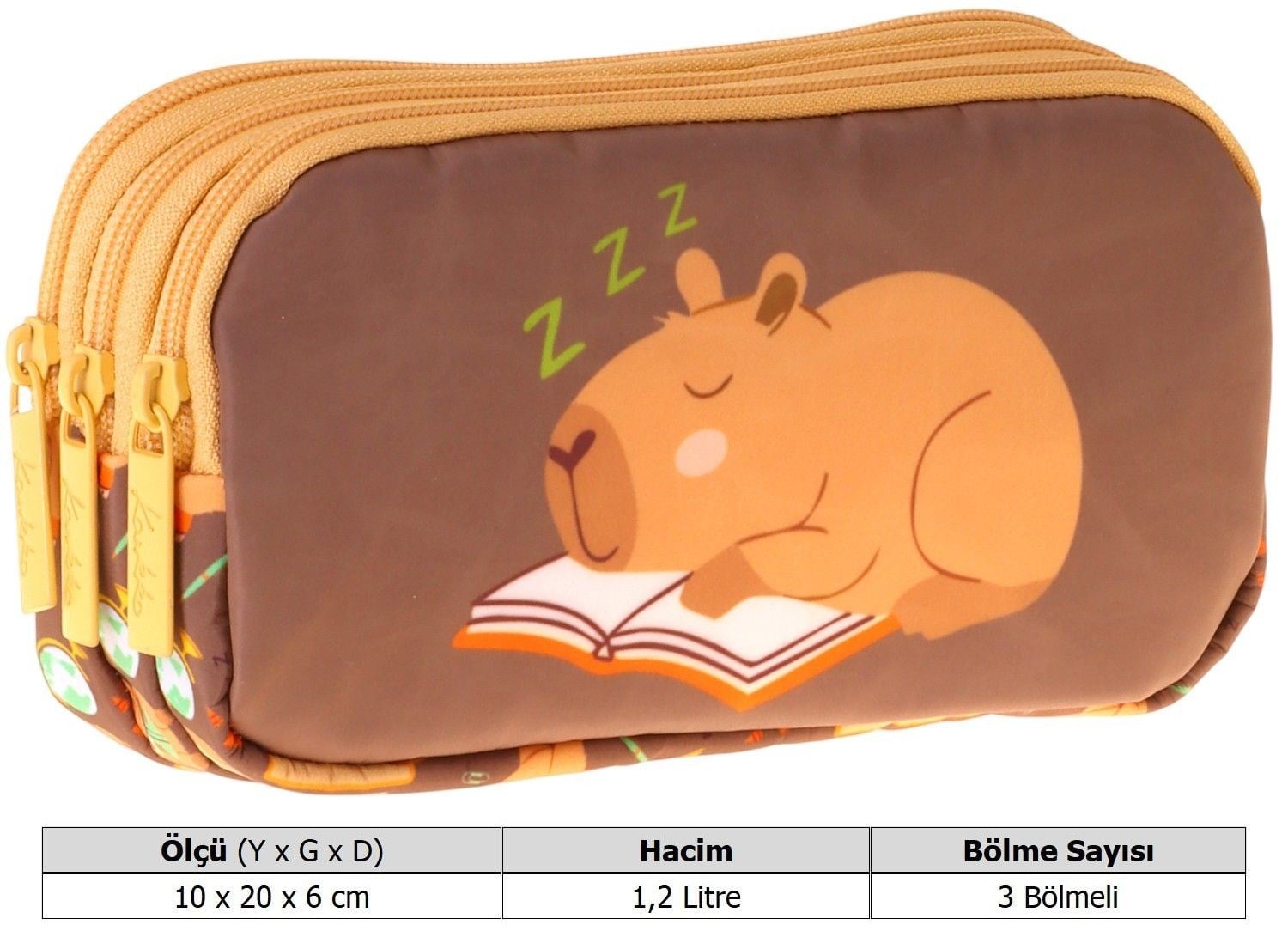 Kaukko Kids Clever Baskılı Kahverengi Erkek Çocuk Okul Kalemliği Kalem Çantası - L5386-3