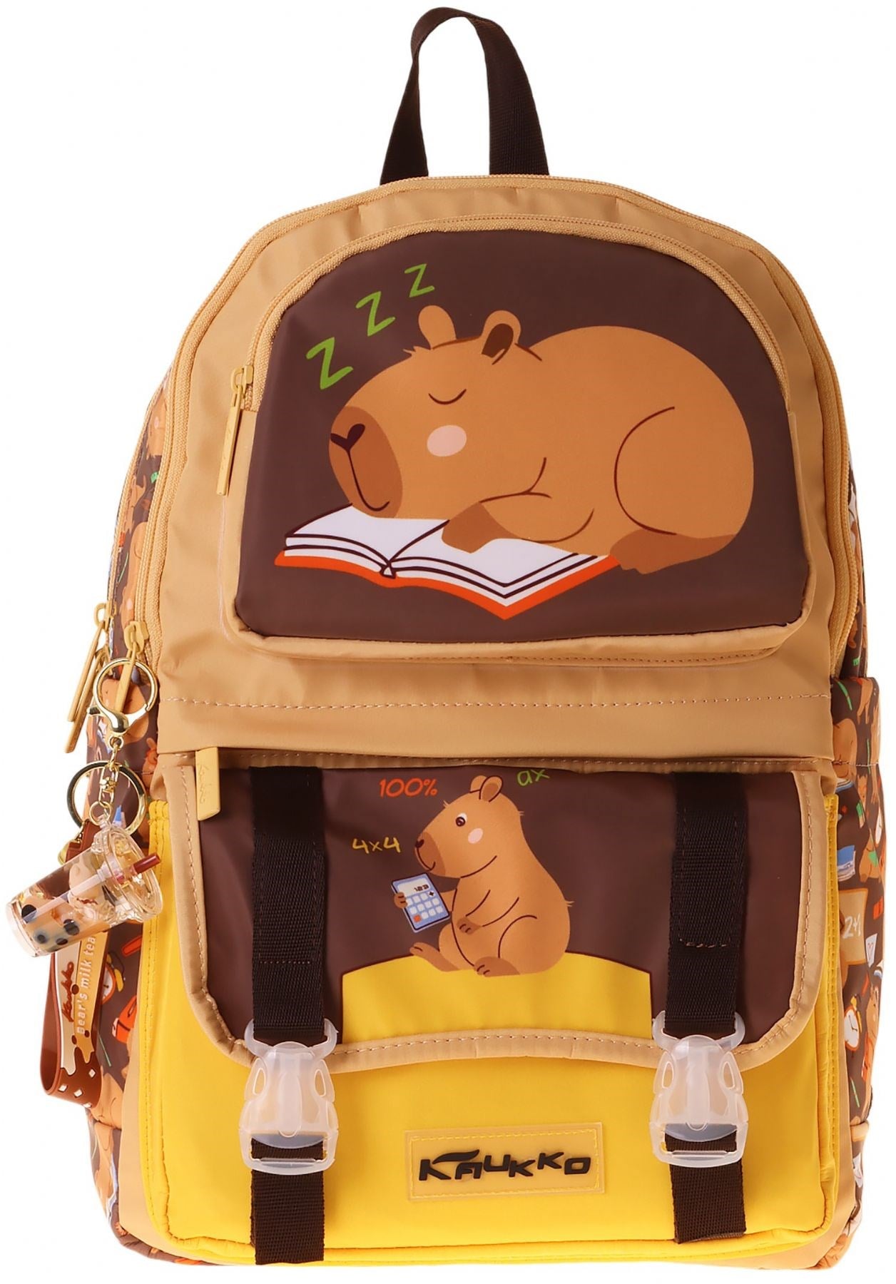 Kaukko Kids Dört Bölmeli Erkek Çocuk Clever Baskılı Kahverengi Okul Sırt Çantası - L5384-1