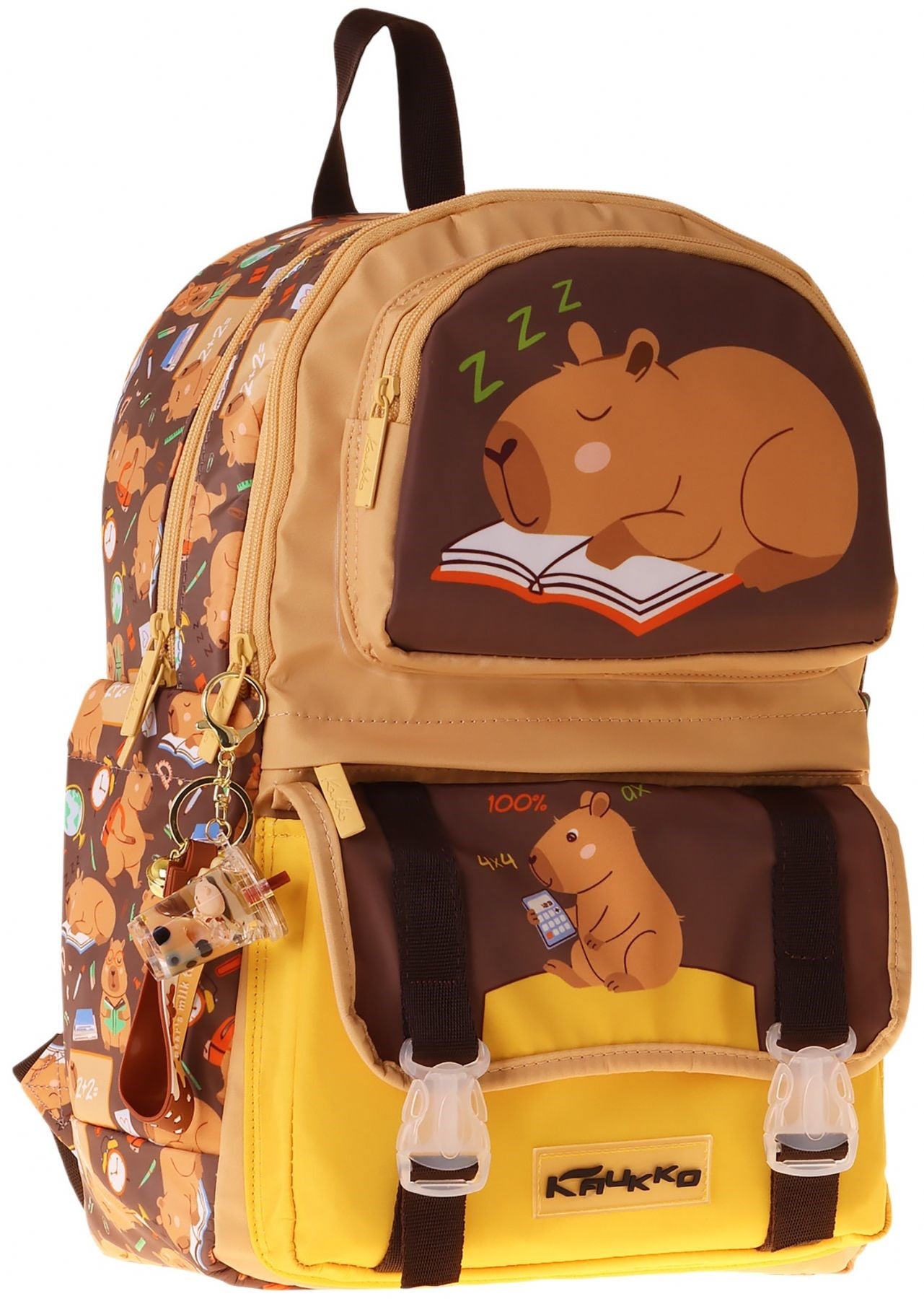 Kaukko Kids Dört Bölmeli Erkek Çocuk Clever Baskılı Kahverengi Okul Sırt Çantası - L5384-2