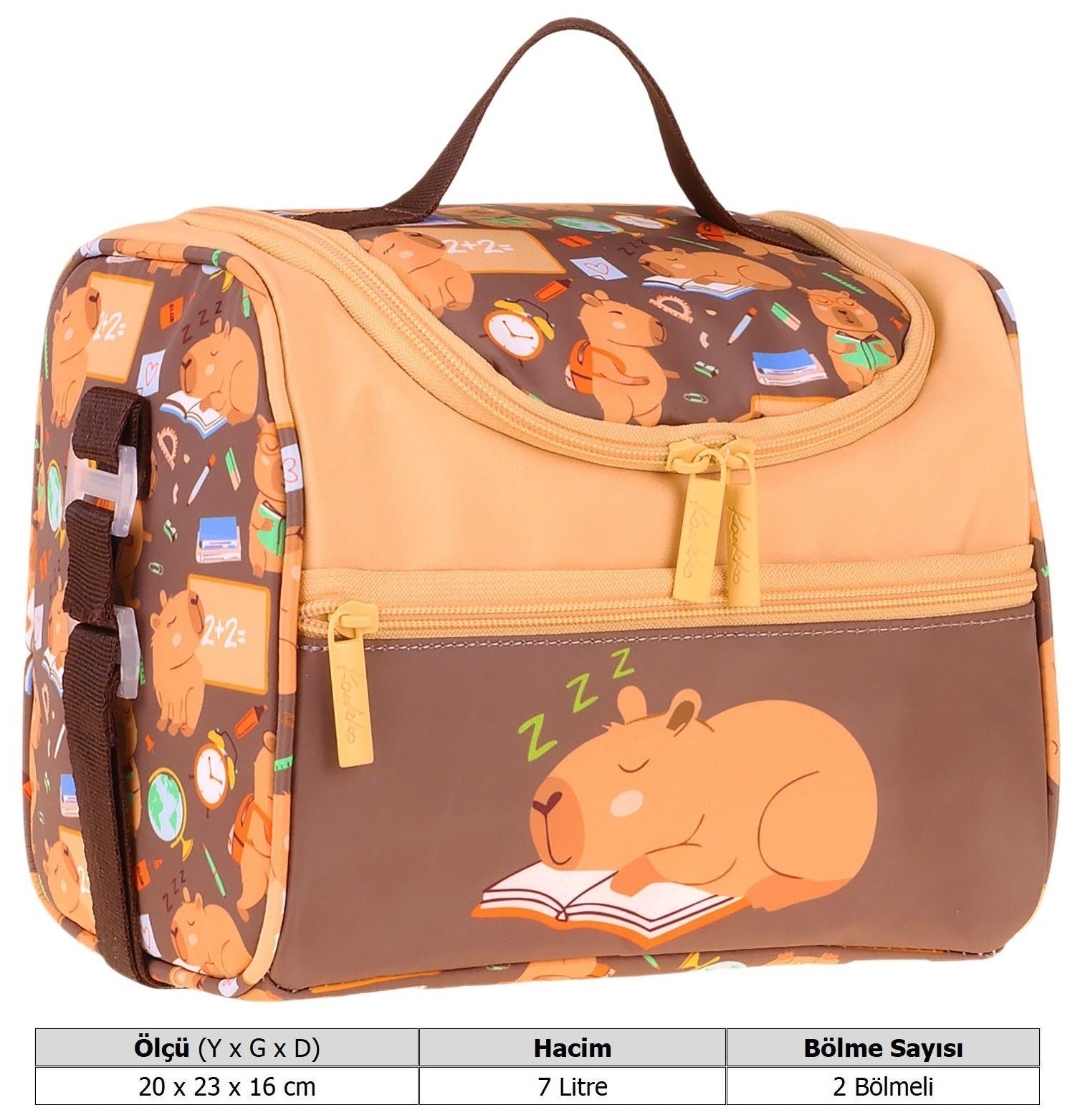 Kaukko Kids Erkek Çocuk Clever Baskılı Isı Yalıtımlı Okul Beslenme Çantası (Kahverengi) - L5385-3