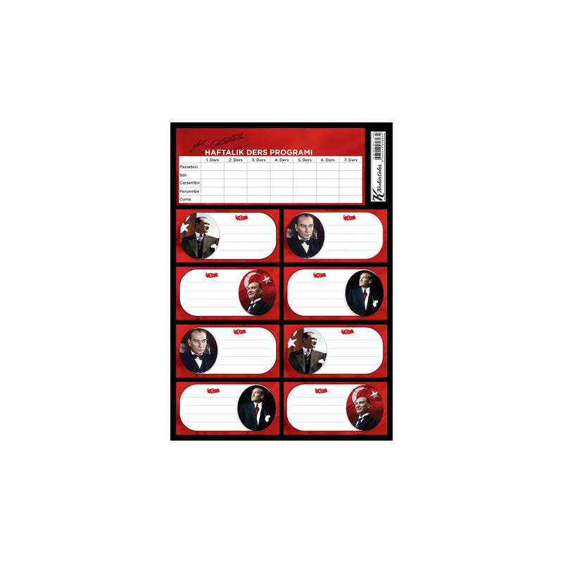 Keskin Color Okul Etiketi Atatürk Ders Programlı 3 LÜ 220131-99-2