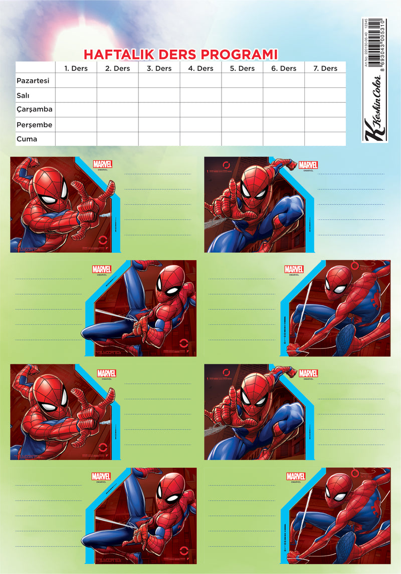 Keskin Color Okul Etiketi Spider Man Ders Proğramlı 3 LÜ 220130-6-1