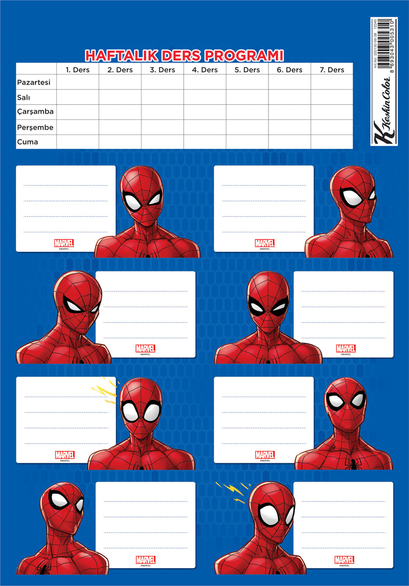 Keskin Color Okul Etiketi Spider Man Ders Proğramlı 3 LÜ 220130-6-2
