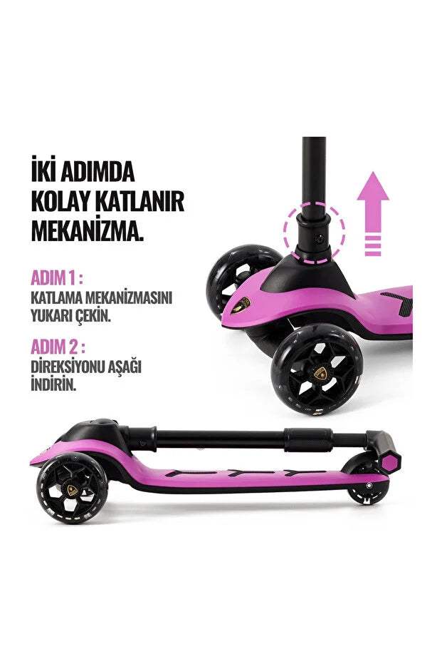 Lamborghini Mor Scooter Işıklı Tekerlek LB2005-4