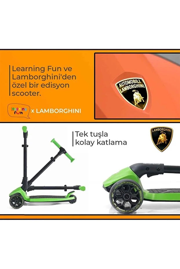 Lamborghini Yeşil Scooter Işıklı Tekerlek LB2005-3